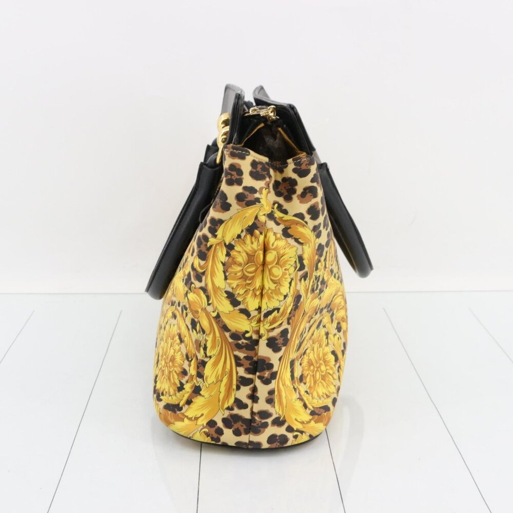 Versace Black and Gold Baroque Leopard Satchel - Picture 2 of 9